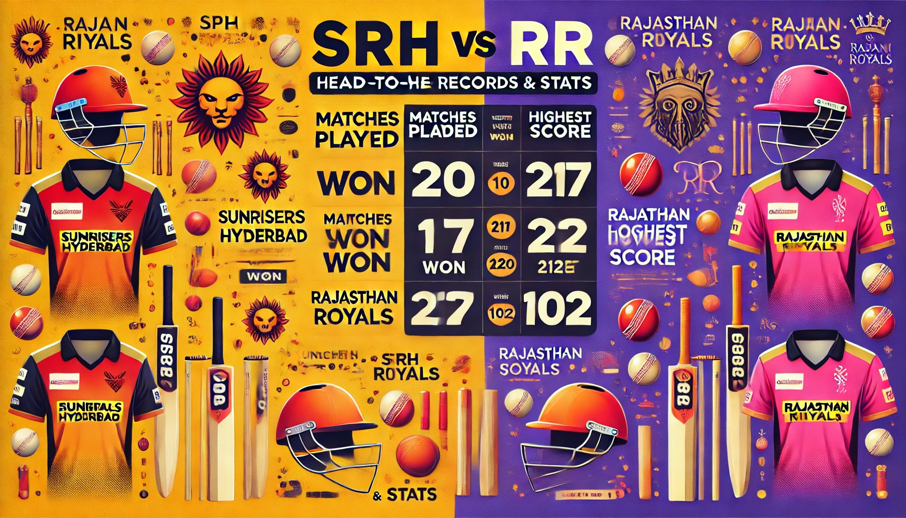 SRH vs RR Head to Head